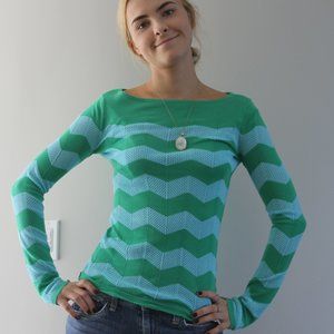 Lilly Pulitzer Ava Chevron Sweater in Blue & Green